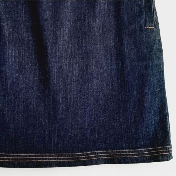 WHITE STUFF / Blue Jean Short Mini Skirt Decorative Stitching Detail Sz 16 - Picture 5 of 9
